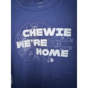 Star Wars T-Shirt Mens Large Navy Millennium Falcon Chewie We're Home Excellent